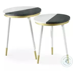 Taj Black And White 2 Piece Nesting Side Table