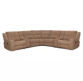 Bronco Plush Tobacco 7 Piece Modular Reclining Sectional with Console and USB Charging