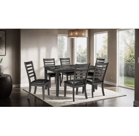 Adia Dark Gray Upholstered 7 Piece Dining Table Set