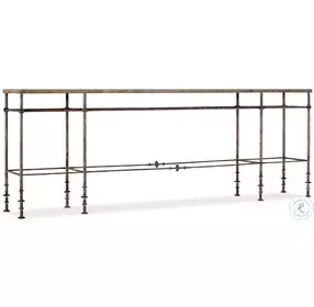 St James Oxidized Iron And Polished Stone Top Metal and Stone Console