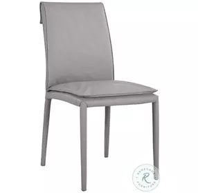Togo Gray Leather Dining Chair