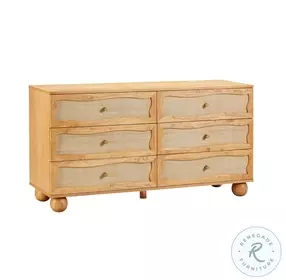 Grappa Natural Wood And Rattan Wavy Dresser