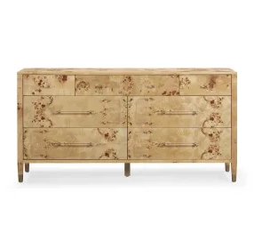 Brandyss Natural Burl 7 Drawer Dresser