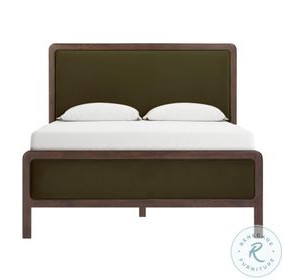 Hella Forest Green Velvet Queen Upholstered Bed