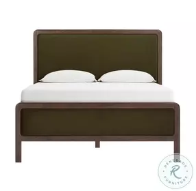 Hella Forest Green Velvet Queen Upholstered Bed