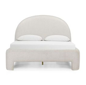 Orphea Off White Performance Fabric Queen Upholstered Panel Bed