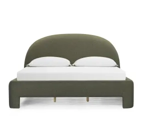 Orphea Kale Green Performance Fabric King Upholstered Panel Bed