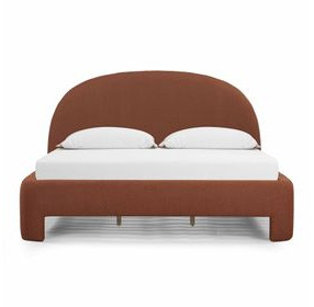 Orphea Autumn Red Performance Fabric King Upholstered Panel Bed