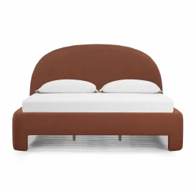 Orphea Autumn Red Performance Fabric King Upholstered Panel Bed