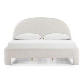 Orphea Off White Performance Fabric King Upholstered Panel Bed