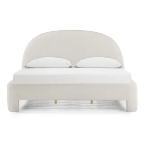 Orphea Off White Performance Fabric King Upholstered Panel Bed