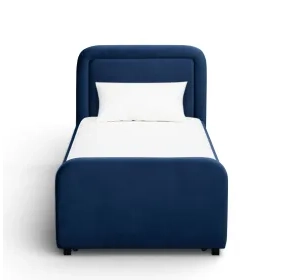 Briella Navy Blue Performance Velvet Twin Upholstered Panel Storage Trundle Bed
