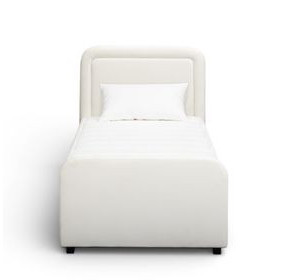 Briella Cream Performance Velvet Twin Upholstered Panel Storage Trundle Bed