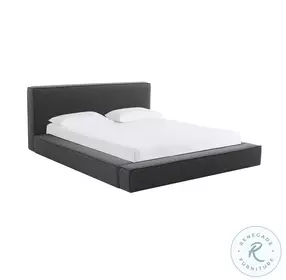 Olafur Black Linen Queen Upholstered Panel Bed