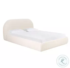Bara Cream Textured Velvet King Platform Bed