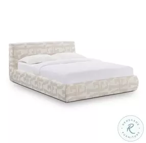 Isla Cream Jacquard Pattern Queen Platform Bed