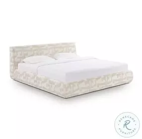 Isla Cream Jacquard Pattern King Platform Bed
