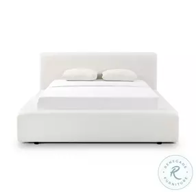 Meena Cream Upcycled Linen Queen Upholstered Storage Bed