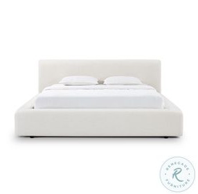 Meena Cream Upcycled Linen King Upholstered Storage Bed