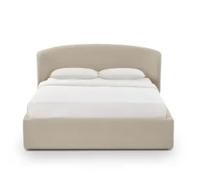 Corey Taupe Performance Fabric Queen Upholstered Storage Panel Bed