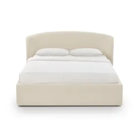 Corey Cream Performance Fabric Queen Upholstered Storage Panel Bed