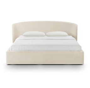 Corey Cream Performance Fabric King Upholstered Storage Panel Bed