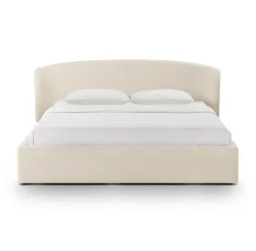 Corey Cream Performance Fabric King Upholstered Storage Panel Bed