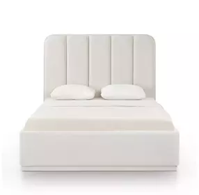 Parker Cream Performance Fabric Queen Upholstered Panel Bed