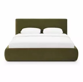 Isla Green Performance Velvet Queen Upholstered Panel Bed