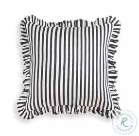 Alessia Navy Striped Ruffle 20" Square Accent Pillow