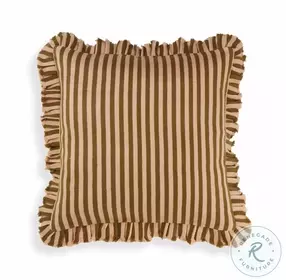 Alessia Taupe Striped Ruffle 20" Square Accent Pillow