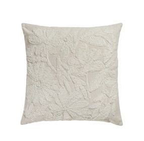 Tabitha Cream Square Embroidered Throw Pillow