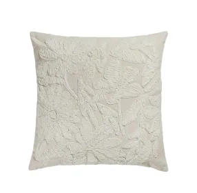 Tabitha Cream Square Embroidered Throw Pillow