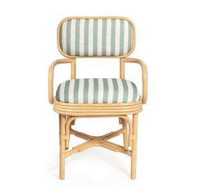 Dorine Mint Green and White Performance Fabric Upholstered Arm Chair
