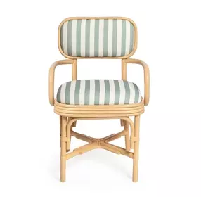 Dorine Mint Green and White Performance Fabric Upholstered Arm Chair