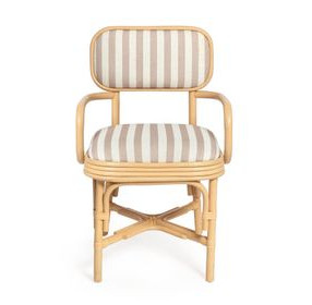 Dorine Khaki and White Performance Fabric Upholstered Arm Chair