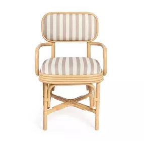 Dorine Khaki and White Performance Fabric Upholstered Arm Chair