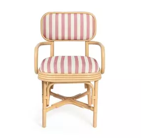 Dorine Cherry and White Performance Fabric Upholstered Arm Chair