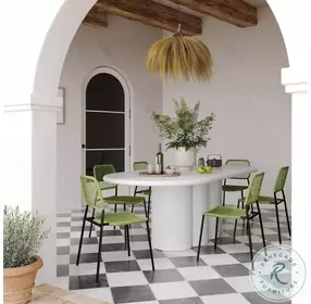 Elika White Faux Plaster Oval Dining Room Set