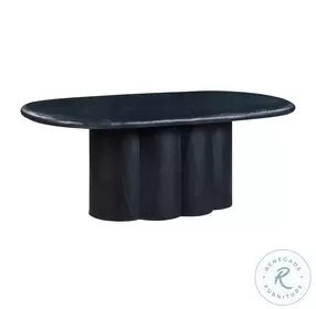 Elika Black Faux Plaster Oval Dining Table