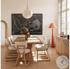 Nolan Natural Wood 98" Dining Room Set with Bobbie Chair