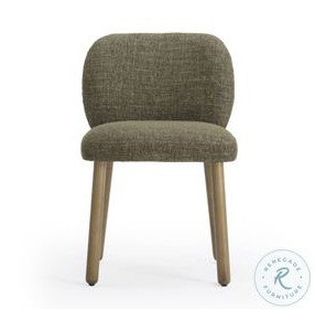 Foxy Olive Green Textured Performance Fabric Dining Chair