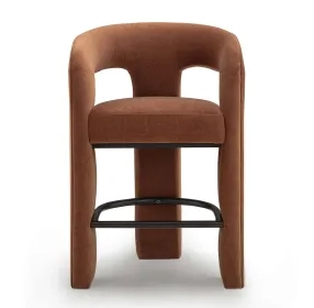 Malone Rust Red Performance Fabric Upholstered Counter Height Stool