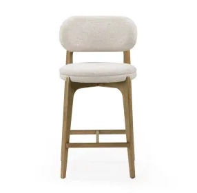 Carnation Cream Performance Fabric Upholstered Counter Height Stool