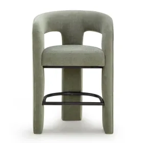 Malone Green Performance Fabric Upholstered Counter Height Stool