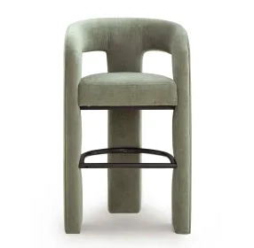Malone Green Performance Fabric Upholstered Bar Stool