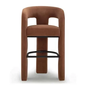 Malone Rust Red Performance Fabric Upholstered Bar Stool