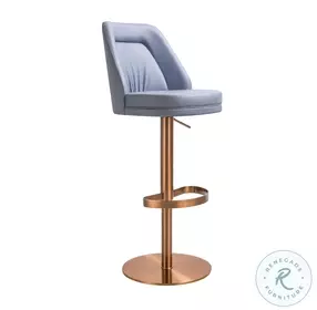 Maven Lavender Mist And Rose Gold Adjustable Swivel Bar Stool