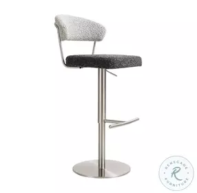 Cosmo Black and Grey Boucle Adjustable Bar Stool