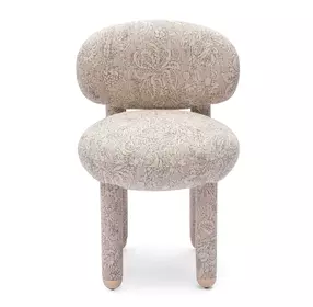 Manu Neutral Floral Performance Fabric Upholstered Dining Chair